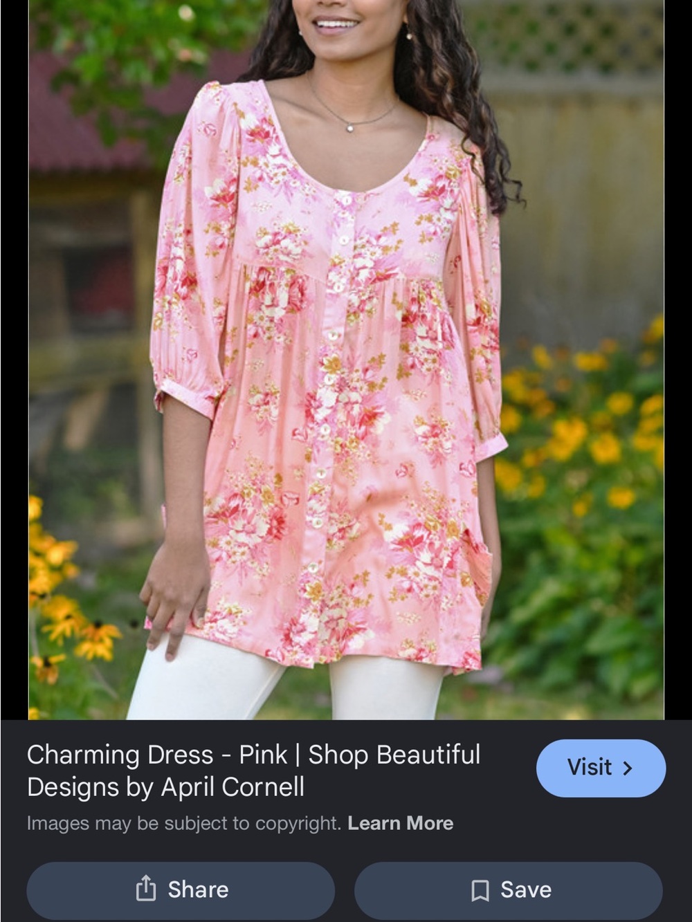 NWT April Cornell Charming Tunic - Pink Size XL -Cottage Core Floral